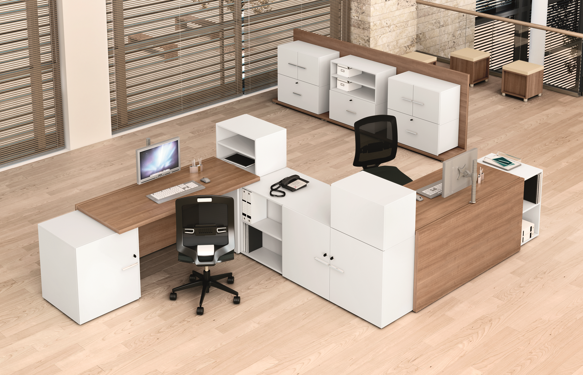 B-concept-bureaux-en-epoxy-decor-imitation-merisier-naturel-blanc